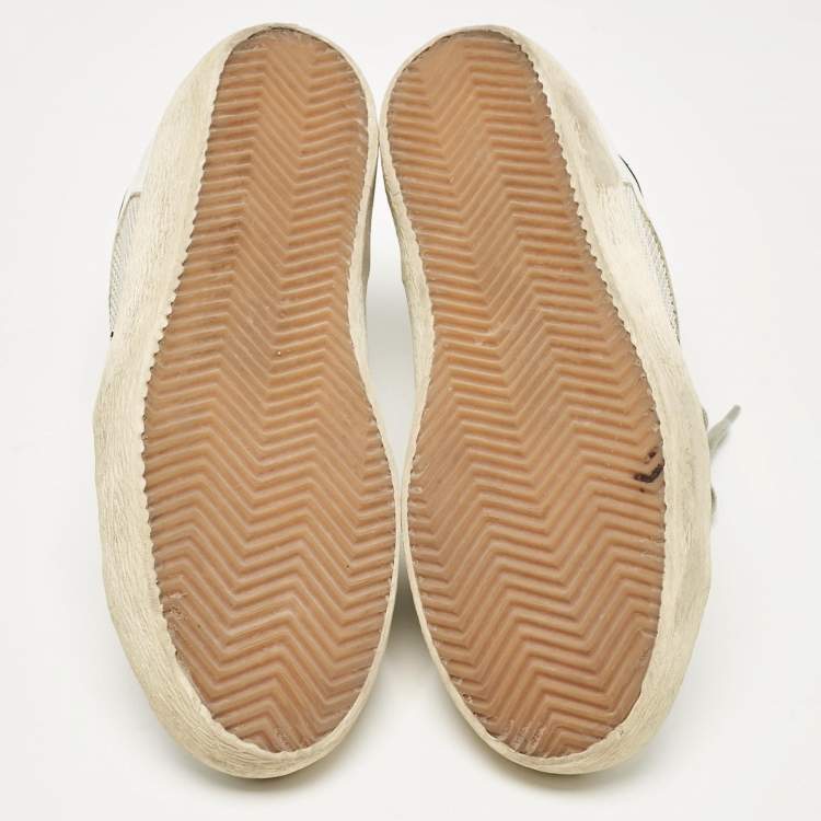 مملوكة مسبقًا Golden Goose White Mesh and Leather Superstar Lace Up Sneakers Size 40