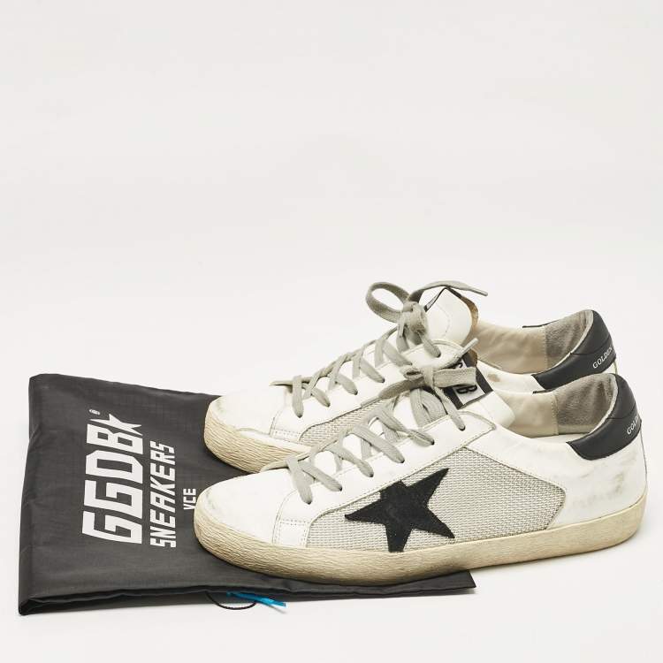 مملوكة مسبقًا Golden Goose White Mesh and Leather Superstar Lace Up Sneakers Size 40