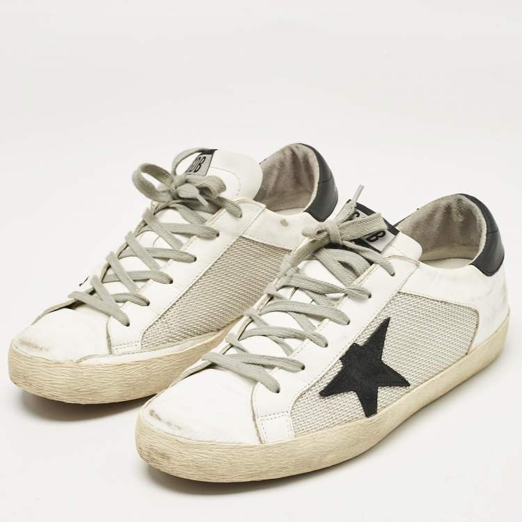 مملوكة مسبقًا Golden Goose White Mesh and Leather Superstar Lace Up Sneakers Size 40