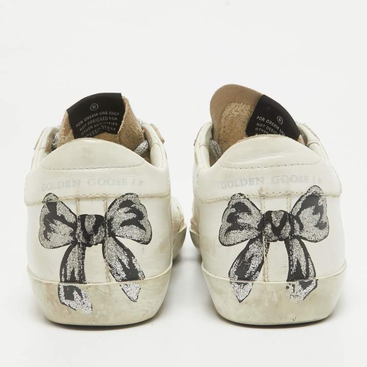 Pre Owned Golden Goose White Leather and Suede Superstar Lace Up Sneakers Size 38
