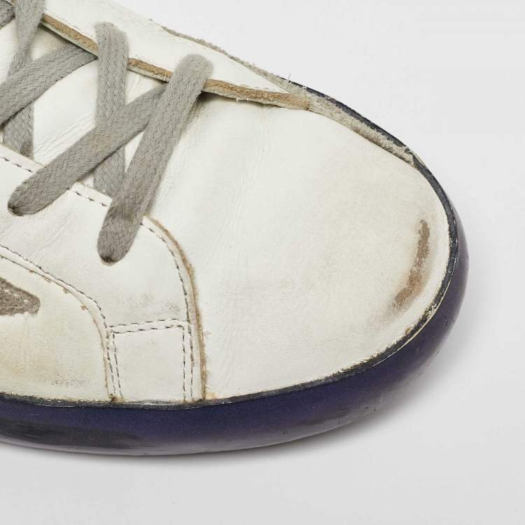 Pre Owned Golden Goose White Leather Super Star Low Top Sneakers Size 41