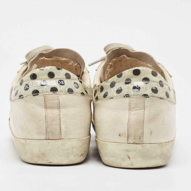 Pre Owned Golden Goose White Leather and Suede Super Star Lace Up Sneakers Size 40