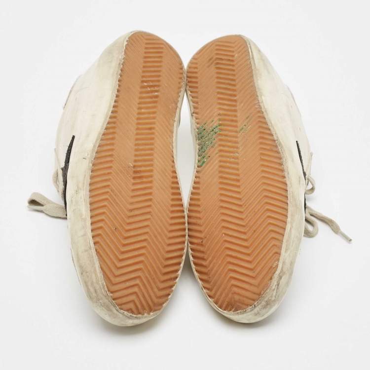 Pre Owned Golden Goose White Leather and Suede Super Star Lace Up Sneakers Size 40