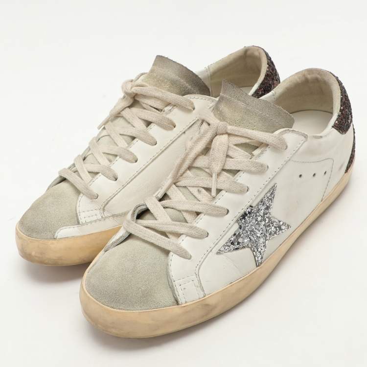 Pre Owned Golden Goose White Leather Superstar Low Top Sneakers Size 39