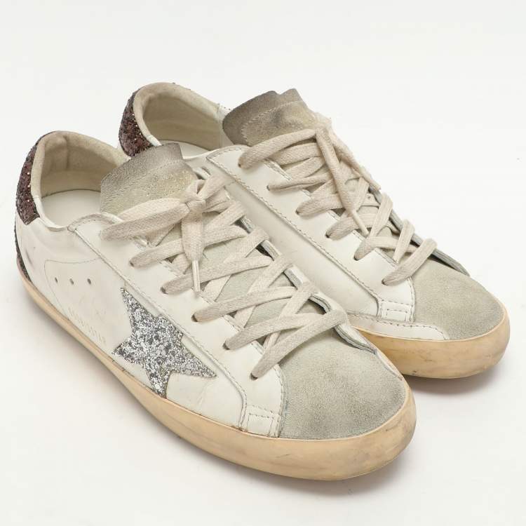 Pre Owned Golden Goose White Leather Superstar Low Top Sneakers Size 39