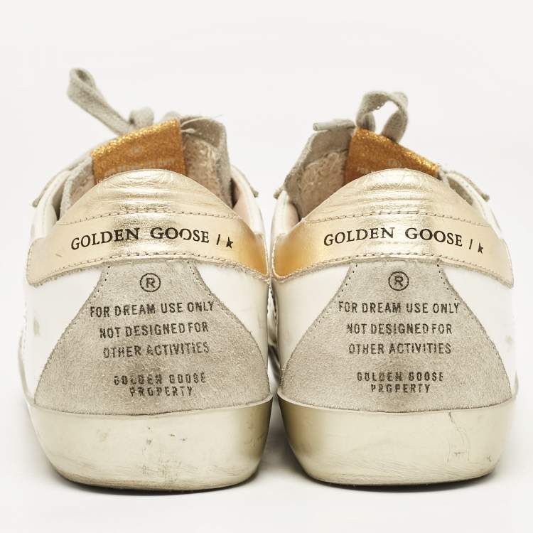 Pre Owned Golden Goose White/Grey Leather and Suede Hi Star Low Top Sneakers Size 39