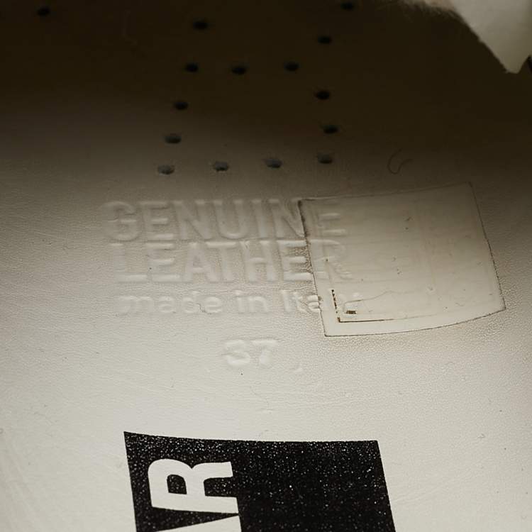 Pre Owned Golden Goose White Crocodile Leather and Leather Superstar Lace Up Sneakers Size 37