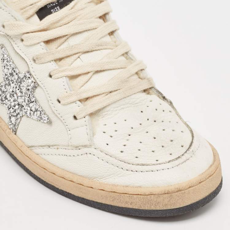 Pre Owned Golden Goose White Fur and Leather Superstar Sneaker Mules Size 37