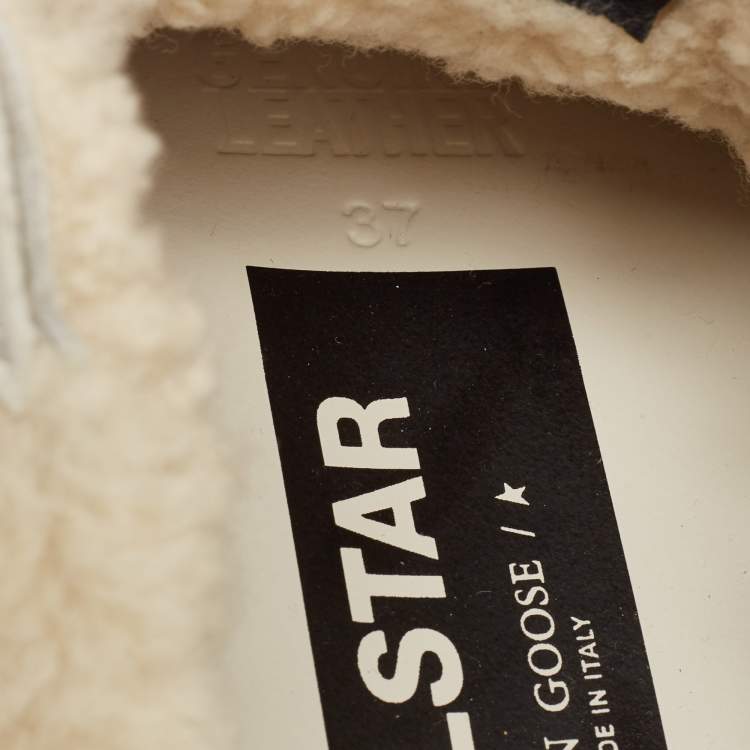Pre Owned Golden Goose White Fur and Leather Superstar Sneaker Mules Size 37