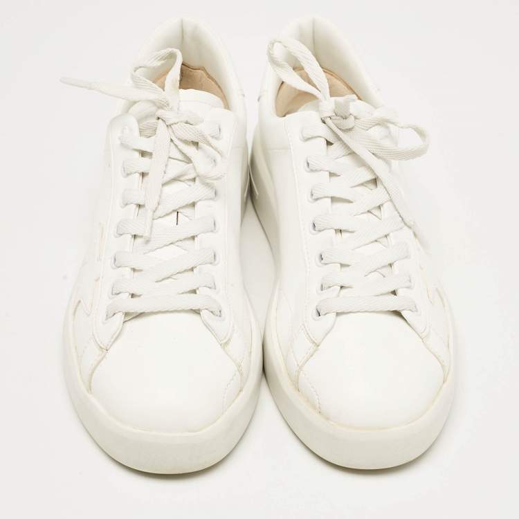 Pre Owned Golden Goose White Leather Super Star Lace Up Sneakers Size 40