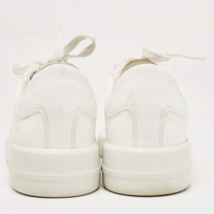 Pre Owned Golden Goose White Leather Super Star Lace Up Sneakers Size 40