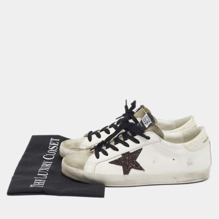 مملوكة مسبقًا Golden Goose White/Grey Leather and Suede Superstar Lace Up Sneakers Size 39