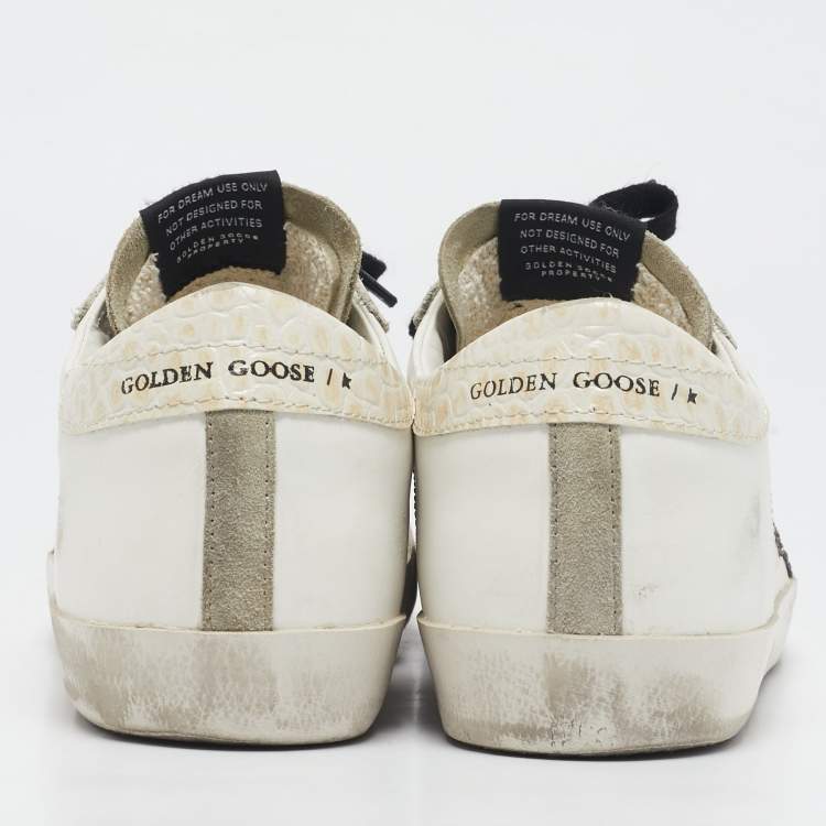 مملوكة مسبقًا Golden Goose White/Grey Leather and Suede Superstar Lace Up Sneakers Size 39