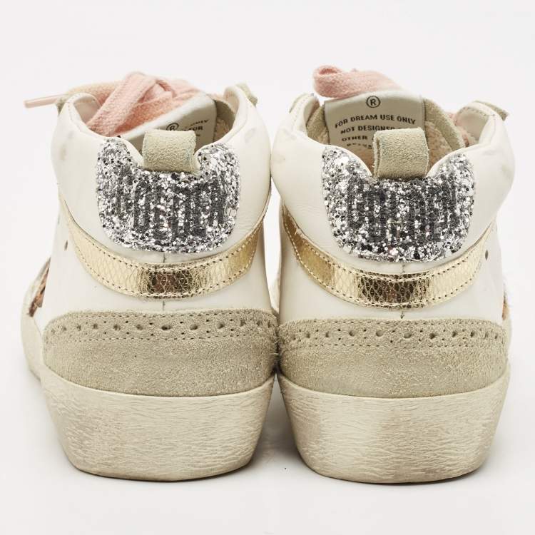 Pre Owned Golden Goose Grey Calf Hair and Leather Mid star High Top Sneakers Size 38