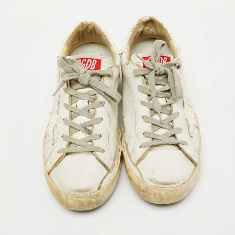 Pre Owned Golden Goose White Leather Superstar Low Top Sneakers Size 37