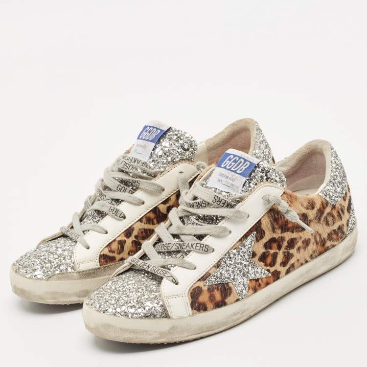 Pre Owned Golden Goose Multicolor Calf Hair and Leather Super Star Low Top Sneakers Size 39