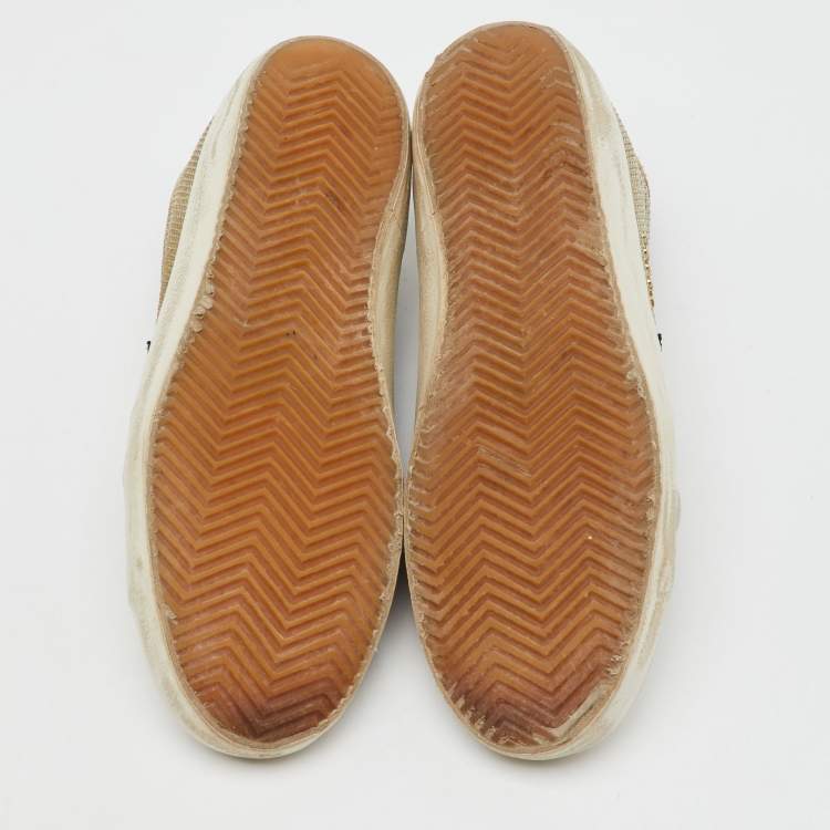 Pre Owned Golden Goose Multicolor Knit Fabric and Leather Superstar Low Top Sneakers Size 40
