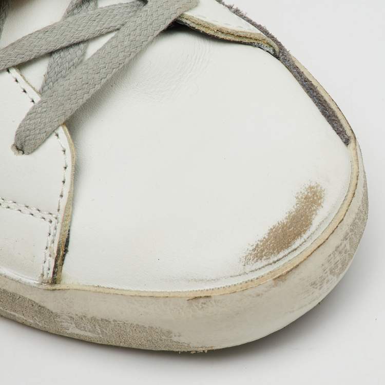 مملوكة مسبقًا Golden Goose White Leather Beads Super Star Low Top Sneakers Size 38