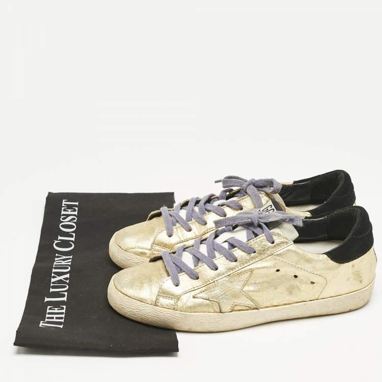 Pre Owned Golden Goose Gold Leather  Superstar Low Top Sneakers Size 38