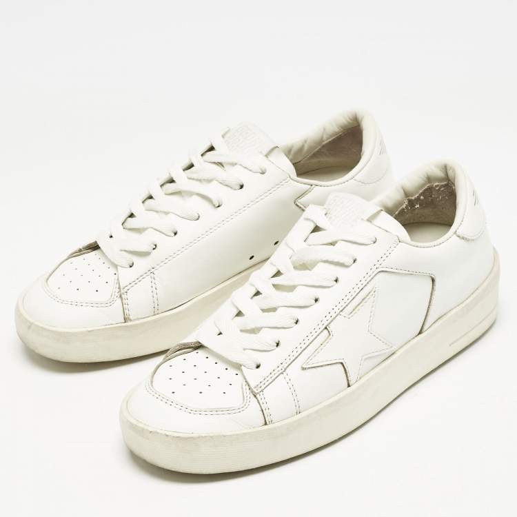 Pre Owned Golden Goose White Leather Stardan Low Top Sneakers Size 38
