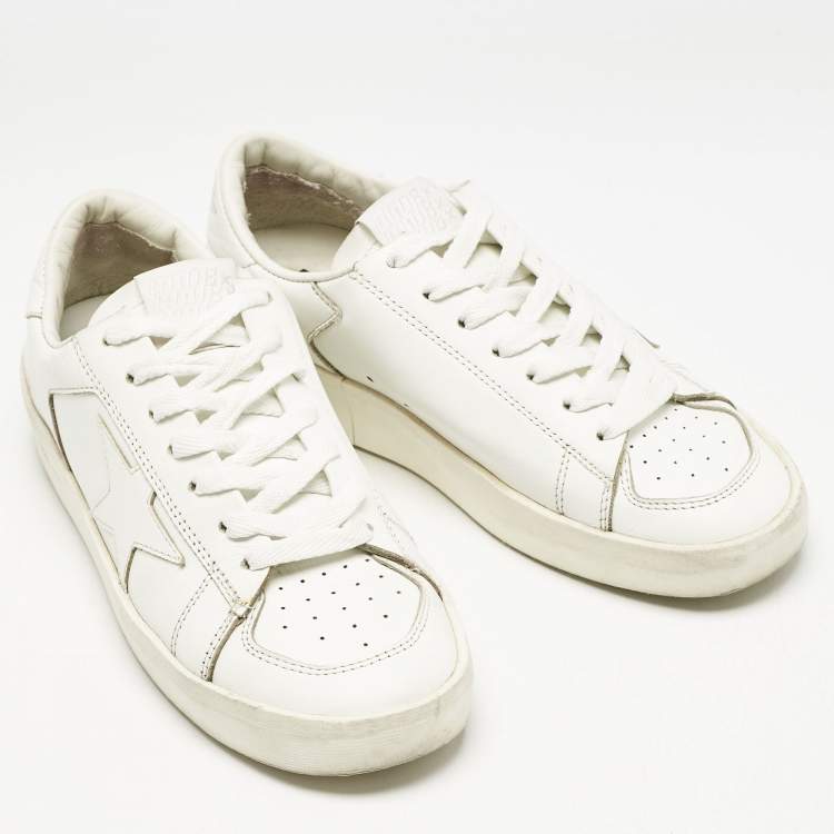 Pre Owned Golden Goose White Leather Stardan Low Top Sneakers Size 38