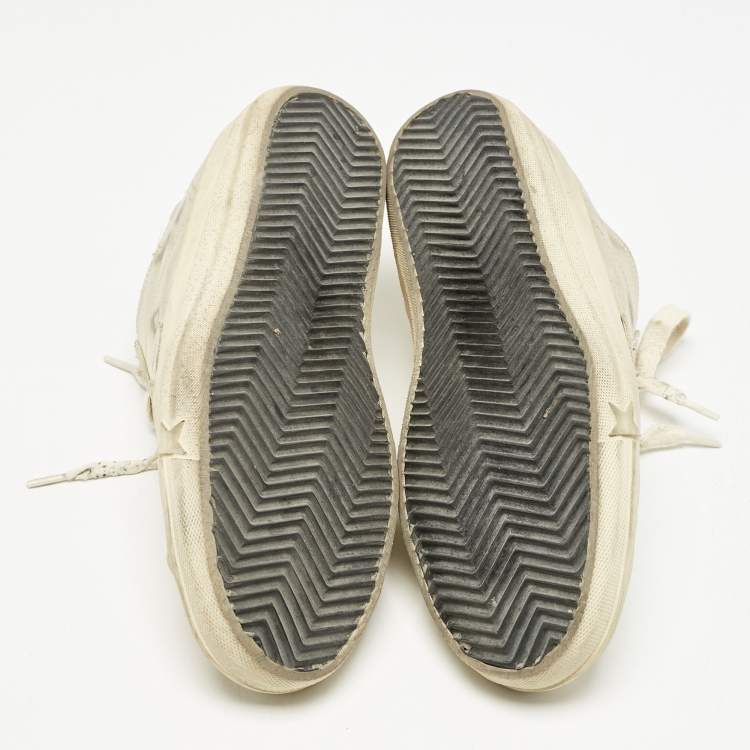 Pre Owned Golden Goose Gold Leather and Suede Super Star Sneakers Size 37