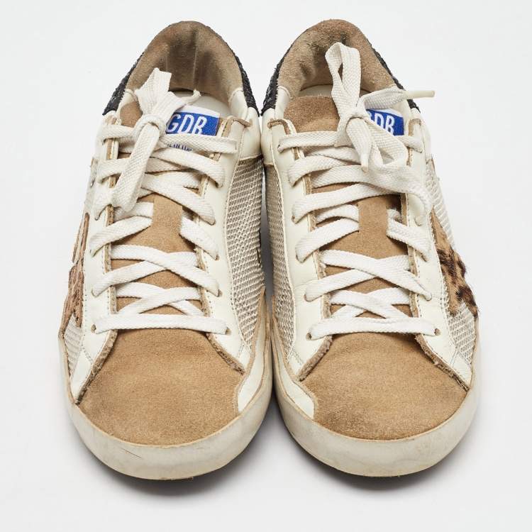 Pre Owned Golden Goose Multicolor Suede and Leather Superstar Low Top Sneakers Size 38