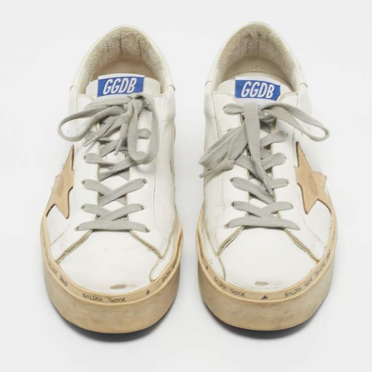 Pre Owned Golden Goose White Leather Hi Star Sneakers Size 39