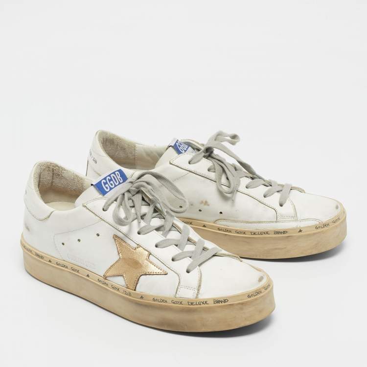 Pre Owned Golden Goose White Leather Hi Star Sneakers Size 39