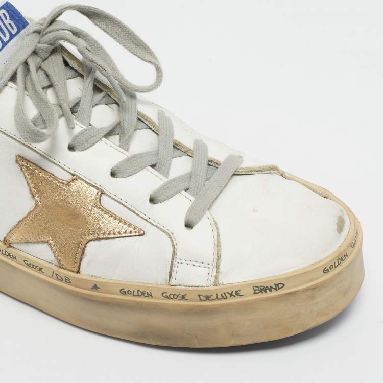 Pre Owned Golden Goose White Leather Hi Star Sneakers Size 39