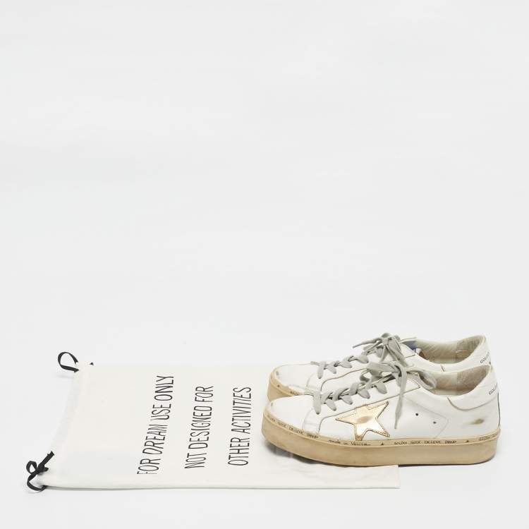 Pre Owned Golden Goose White Leather Hi Star Sneakers Size 39