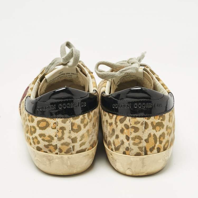 Pre Owned Golden Goose Multicolor Nubuck Leather Superstar Lace Up Sneakers Size 37
