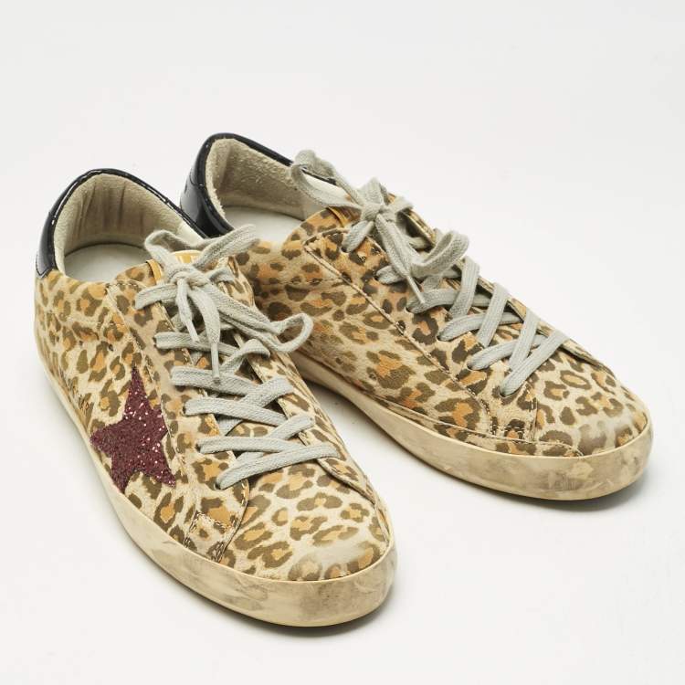 Pre Owned Golden Goose Multicolor Nubuck Leather Superstar Lace Up Sneakers Size 37