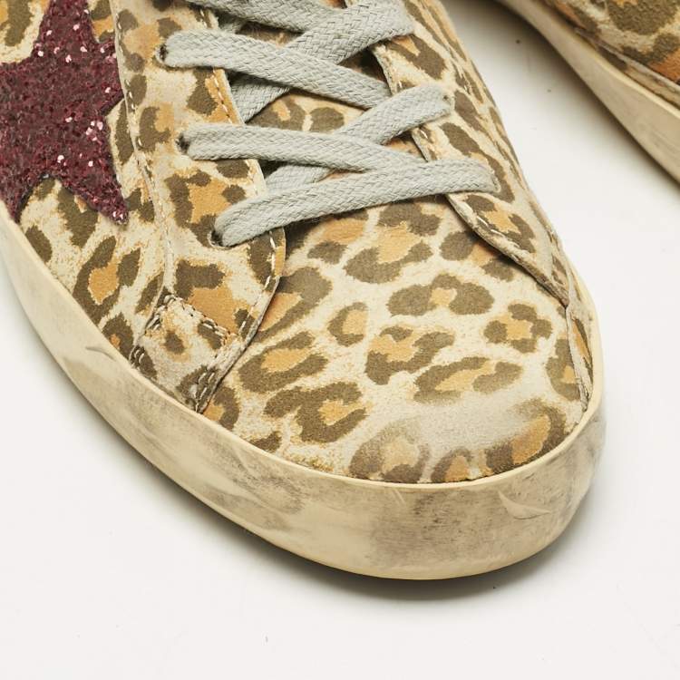Pre Owned Golden Goose Multicolor Nubuck Leather Superstar Lace Up Sneakers Size 37
