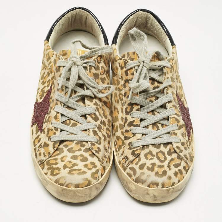 Pre Owned Golden Goose Multicolor Nubuck Leather Superstar Lace Up Sneakers Size 37