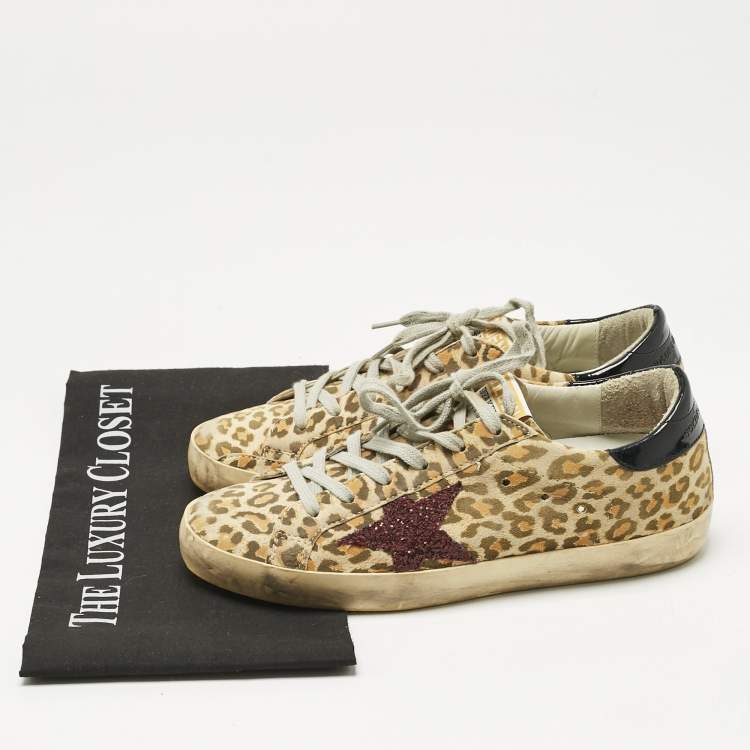 Pre Owned Golden Goose Multicolor Nubuck Leather Superstar Lace Up Sneakers Size 37