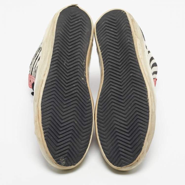 Pre Owned Golden Goose Multicolor Zebra Calf Hair and Leather Francy High Top Sneakers Size 38