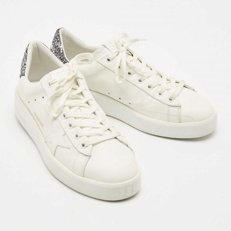 Pre Owned Golden Goose White Leather Pure Star Sneakers Size 39
