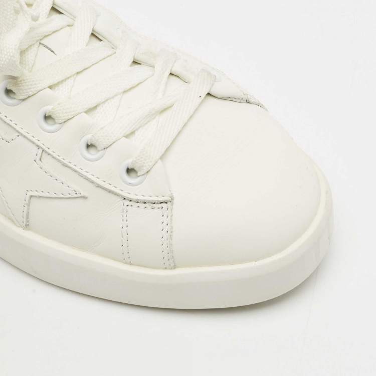 Pre Owned Golden Goose White Leather Pure Star Sneakers Size 39