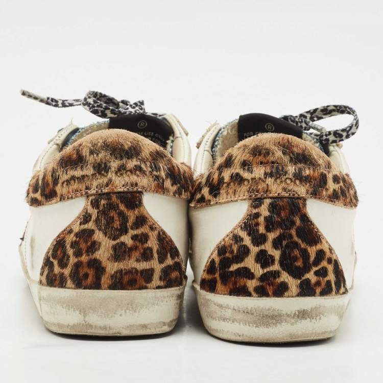 Pre Owned Golden Goose Multicolor Calf Hair and Denim Super Star Lace Up Sneakers Size 39
