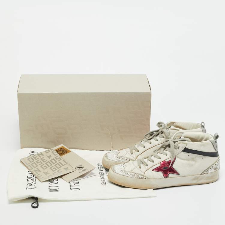 Pre Owned Golden Goose White Leather Mid Star Sneakers Size 38