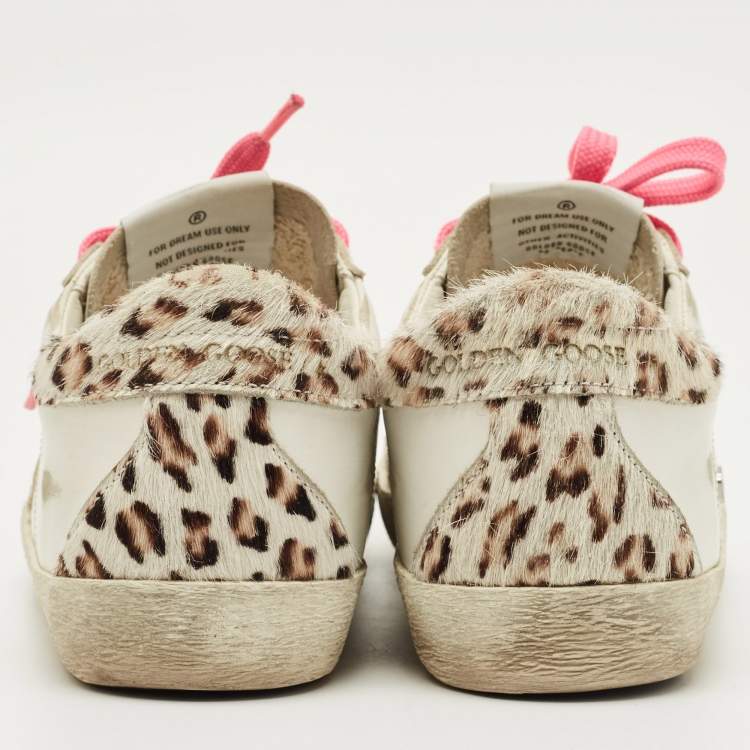 Pre Owned Golden Goose White Calf Hair and Leather Superstar Low Top Sneakers Size 38