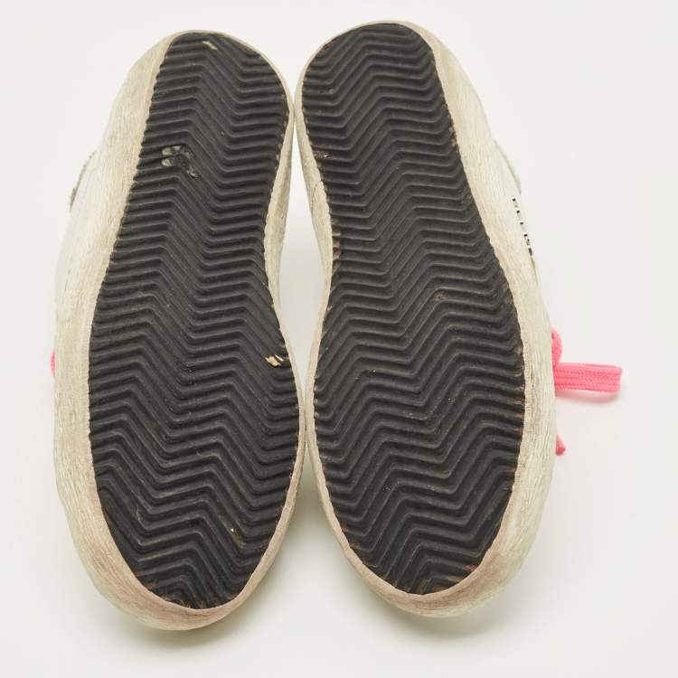 Pre Owned Golden Goose White Calf Hair and Leather Superstar Low Top Sneakers Size 38