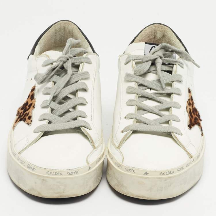 Pre Owned Golden Goose White Leather Hi Star Low Top Sneakers Size 37