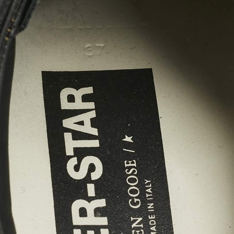 Pre Owned Golden Goose Black Leather Superstar Lace Up Sneakers Size 37
