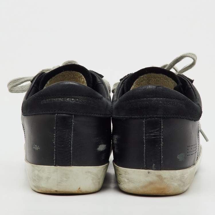 Pre Owned Golden Goose Black Leather Superstar Low Top Sneakers Size 37