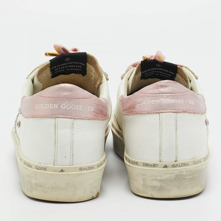 Pre Owned Golden Goose White Leather Hi star Low Top Sneakers Size 37