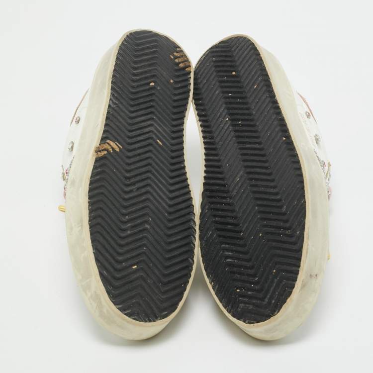 Pre Owned Golden Goose White Leather Hi star Low Top Sneakers Size 37