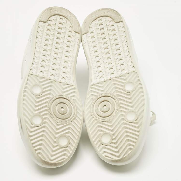 Pre Owned Golden Goose White/Silver Glitter and Leather PureStar Low Top Sneakers Size 35