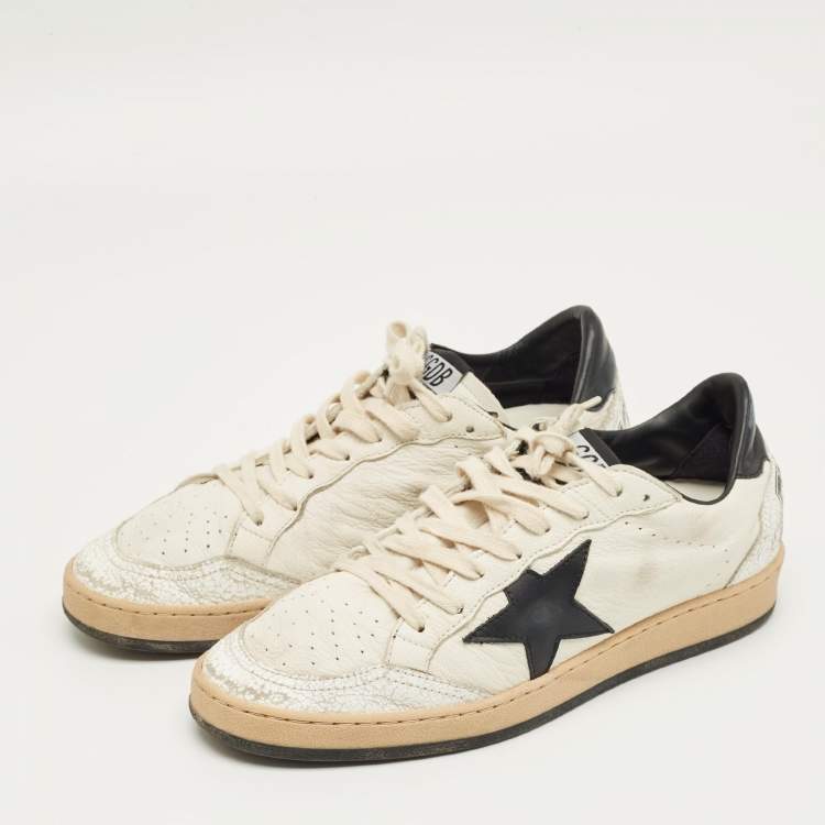 Pre Owned Golden Goose Off-White/Black Leather Ballstar Low Top Sneakers Size 39